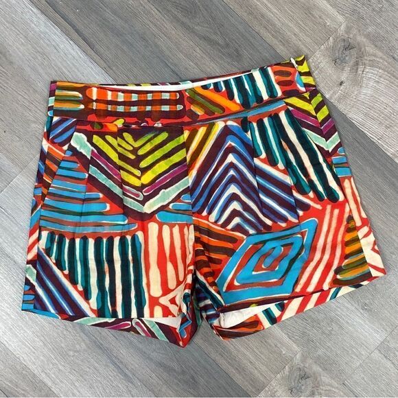 J. Crew Collection Cotton Geometric Print Pleat Chino Shorts 2 - Picture 1 of 10